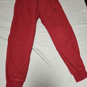 Jordan Red Kids Fleece Joggers with Black Jumpman